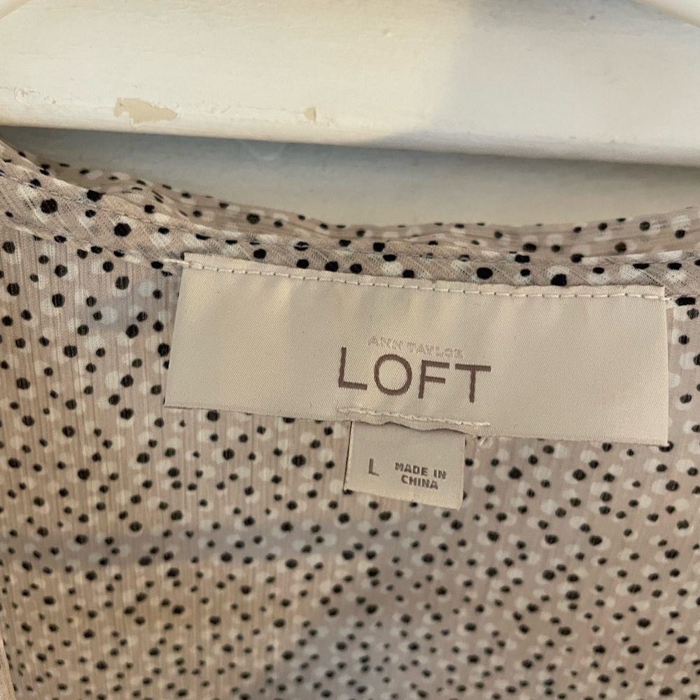 Ann Taylor Sheer Blouse with Black Dots - Picture 2 of 4